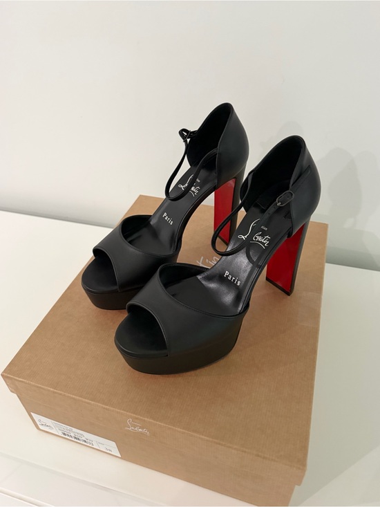 Christian Louboutin Shoes - Christian Louboutin Black Leather Platform Ankle-Strap Sandals